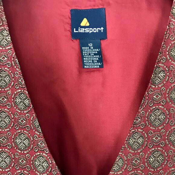Liz Sport Woven Medallion Front Print and Red Vest Size 12 - Picture 3 of 6